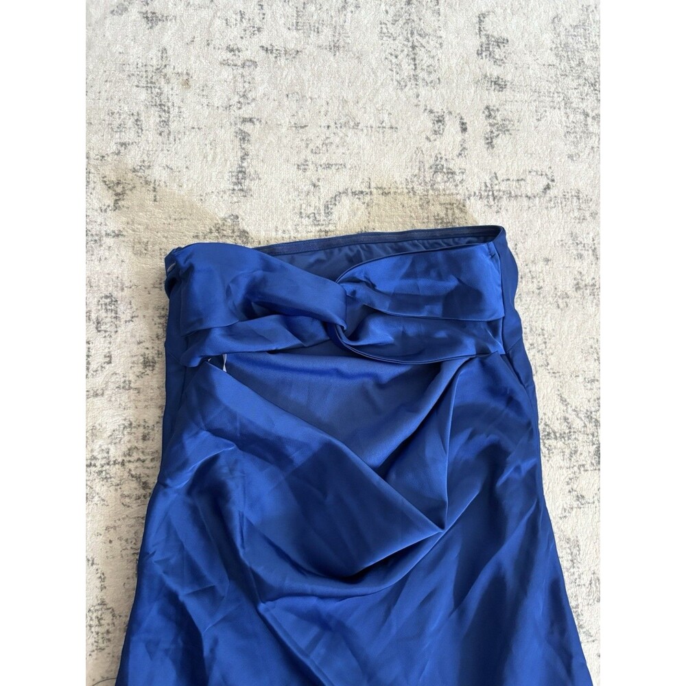 Lulus Effortless Bliss Royal Blue Satin Strapless Cowl Back Midi Dress Small NWT - Picture 8 of 8